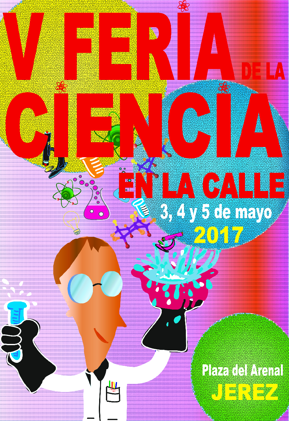 cartel V feria de la ciencia en la calle en jerez